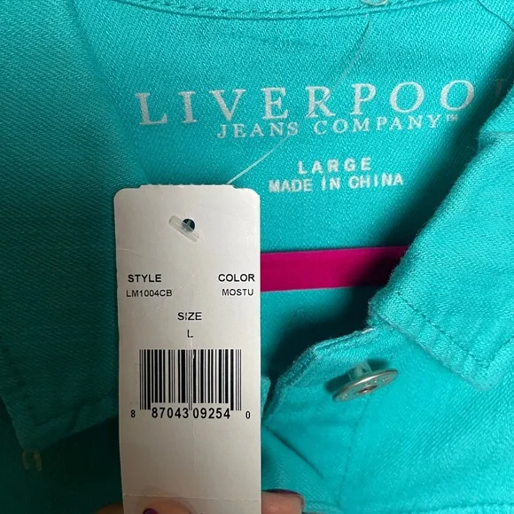 Liverpool Vibrant Turquoise/Teal Jean Jacket - Picture 3 of 4